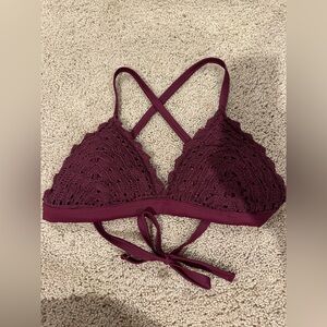 Croqueted Bikini Top with adjustable crossed back straps